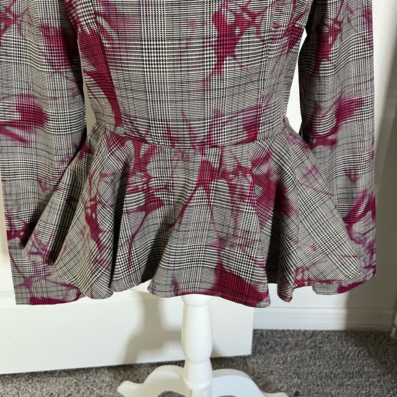 NWOT SHEIN Plaid Peplum Top Size 4 / 6 - Picture 3 of 8